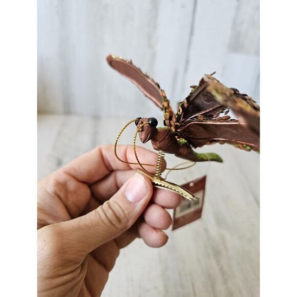 St Nicholas square dragonfly clip ornament copper insect glitter unique Xmas tre - Picture 3 of 8